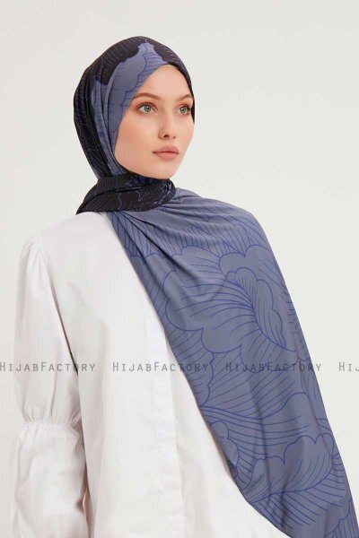 Fadime - Hijab Estampada Azul Marino