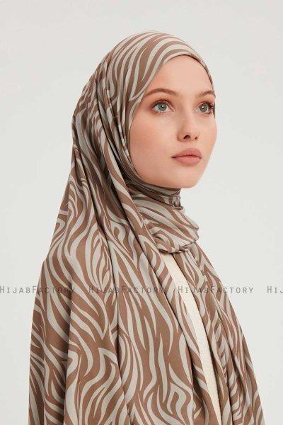 Hafiz - Hijab Estampada Marrón Claro