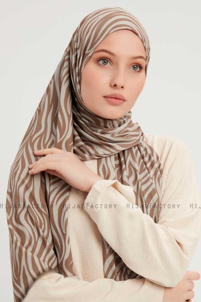 Hafiz - Hijab Estampada Marrón Claro