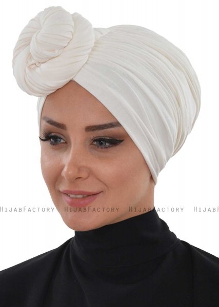 Amy - Turbante De Algodón Blanquecino - Ayse Turban