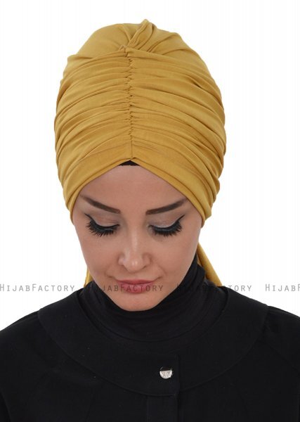 Amy - Turbante De Algodón Mostaza - Ayse Turban