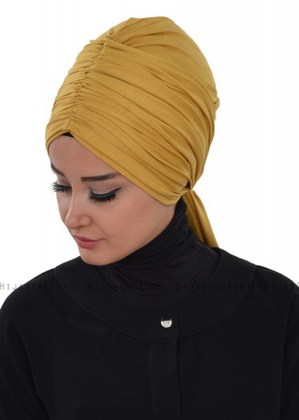 Amy - Turbante De Algodón Mostaza - Ayse Turban