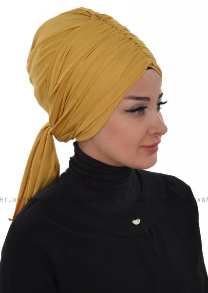 Amy - Turbante De Algodón Mostaza - Ayse Turban