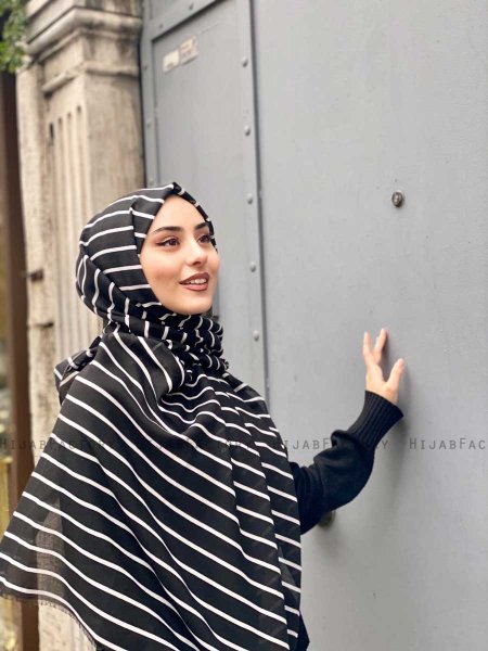 Aniso - Hijab Estampado De Algodón Negro - Mirach