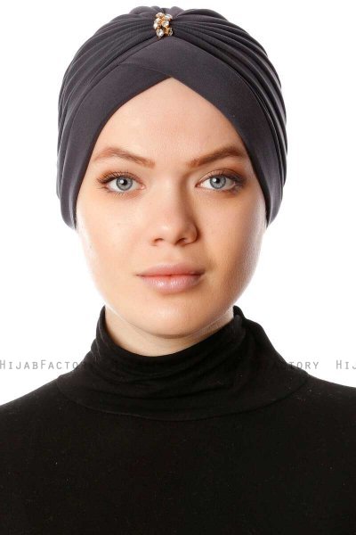 Arwa - Turbante Crepe Chiffon Antracita - Sehr-i Sal