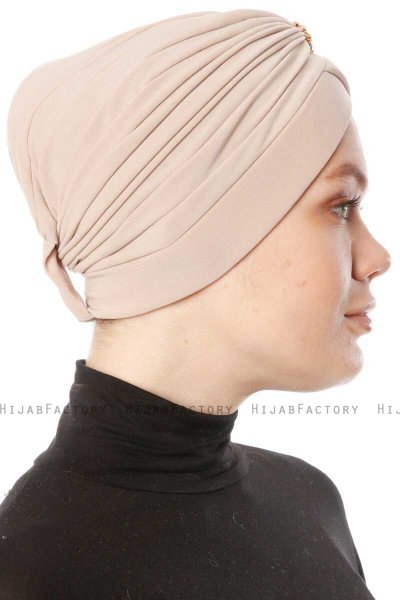 Arwa - Turbante Crepe Chiffon Beige - Sehr-i Sal