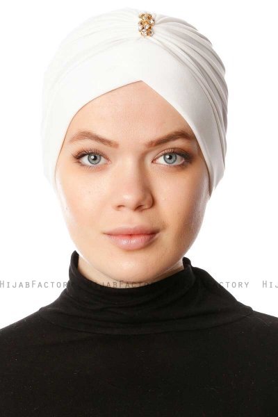 Arwa - Turbante Crepe Chiffon Crema - Sehr-i Sal
