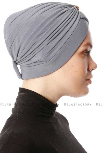 Arwa - Turbante Crepe Chiffon Gris - Sehr-i Sal