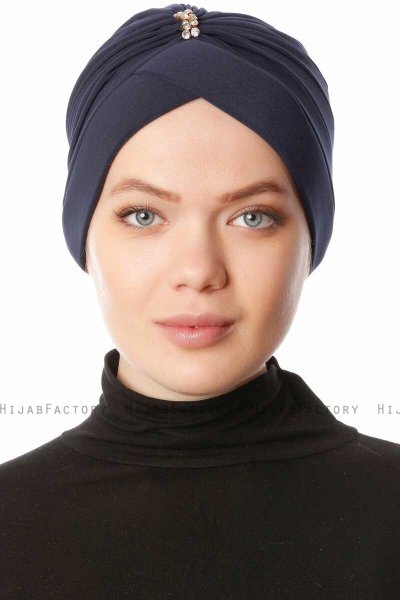 Arwa - Turbante Crepe Chiffon Azul Marino - Sehr-i Sal