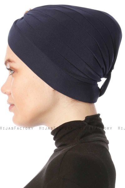 Arwa - Turbante Crepe Chiffon Azul Marino - Sehr-i Sal