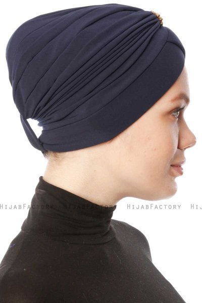 Arwa - Turbante Crepe Chiffon Azul Marino - Sehr-i Sal