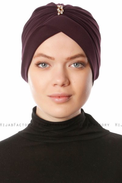 Arwa - Turbante Crepe Chiffon Ciruelas - Sehr-i Sal