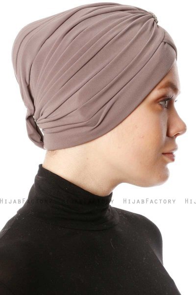 Arwa - Turbante Crepe Chiffon Taupe - Sehr-i Sal