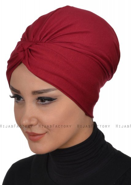 Astrid - Turbante De Algodón Burdeos - Ayse Turban
