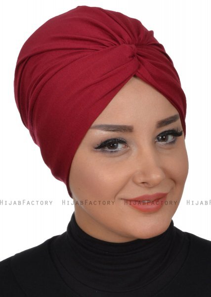 Astrid - Turbante De Algodón Burdeos - Ayse Turban