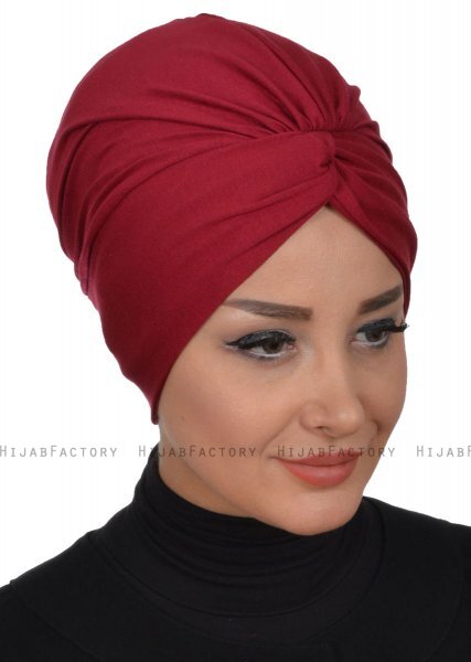 Astrid - Turbante De Algodón Burdeos - Ayse Turban