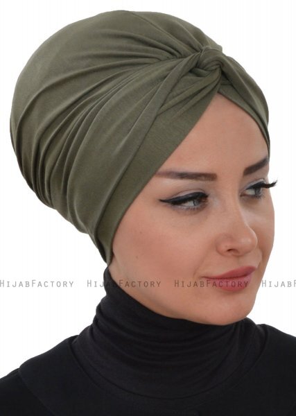 Astrid - Turbante De Algodón Caqui - Ayse Turban