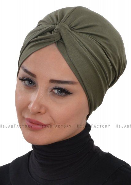Astrid - Turbante De Algodón Caqui - Ayse Turban