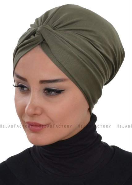 Astrid - Turbante De Algodón Caqui - Ayse Turban