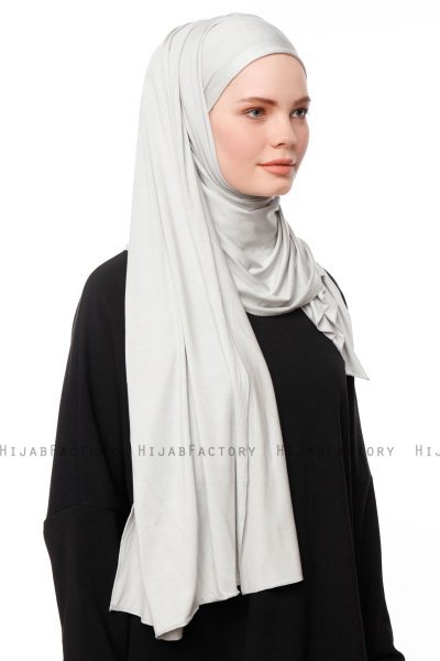 Asya - Hijab Práctico Viscosa Gris Claro