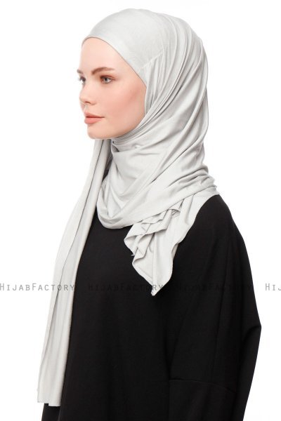Asya - Hijab Práctico Viscosa Gris Claro