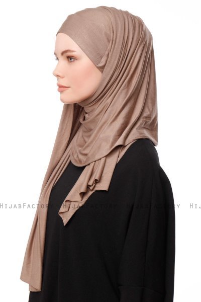 Asya - Hijab Práctico Viscosa Taupe Oscuro