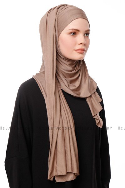 Asya - Hijab Práctico Viscosa Taupe Oscuro