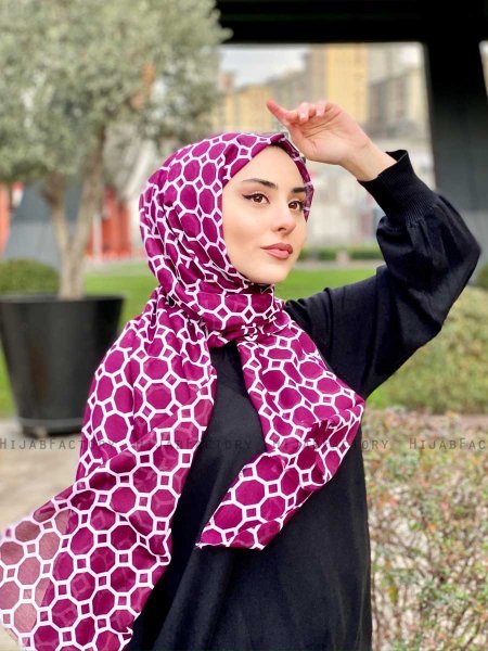 Atika - Hijab Estampado De Algodón Burdeos - Mirach