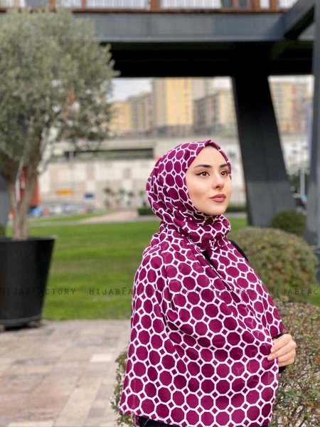 Atika - Hijab Estampado De Algodón Burdeos - Mirach