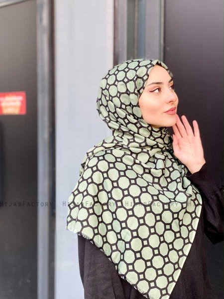 Atika - Hijab Estampado De Algodón Verde - Mirach