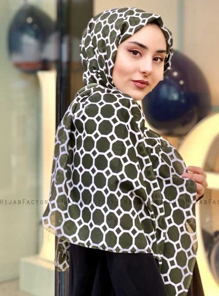 Atika - Hijab Estampado De Algodón Caqui - Mirach