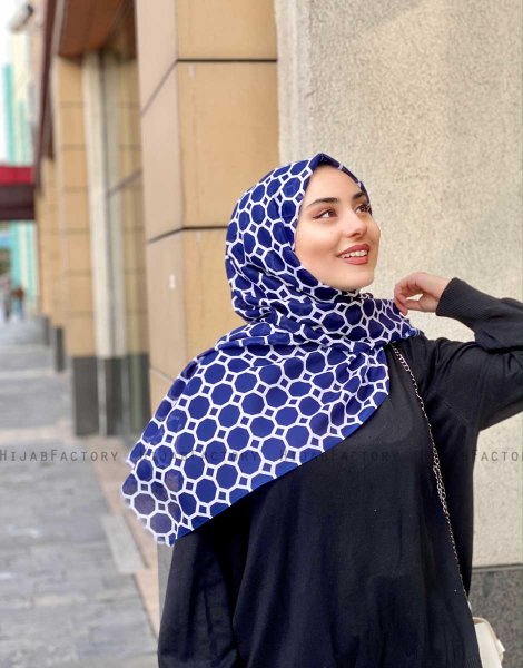 Atika - Hijab Estampado De Algodón Azul Marino - Mirach