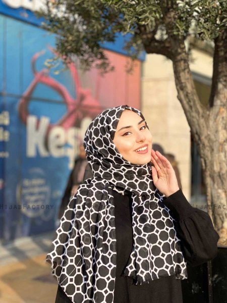 Atika - Hijab Estampado De Algodón Negro - Mirach