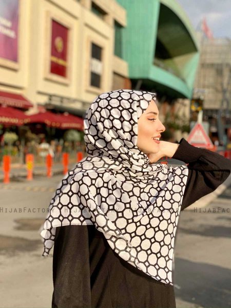 Atika - Hijab Estampado De Algodón Blanco - Mirach