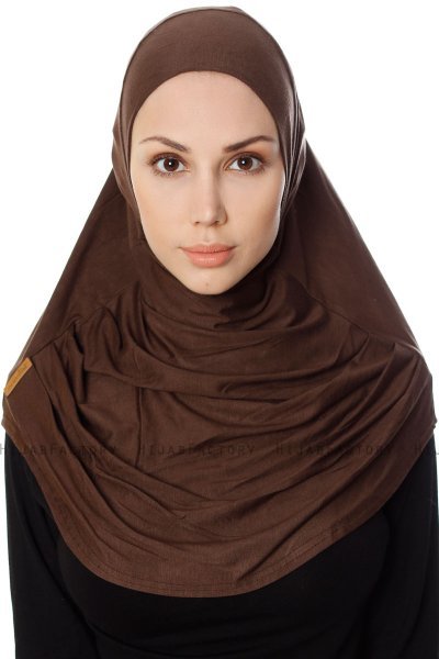 Ava - Hijab Al Amira Marrón One-Piece - Ecardin