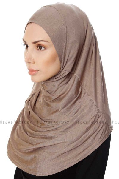 Ava - Hijab Al Amira Taupe Oscuro One-Piece - Ecardin