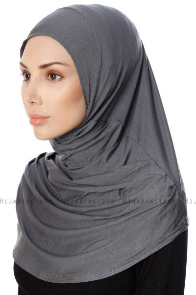 Ava - Hijab Al Amira Gris Oscuro One-Piece - Ecardin