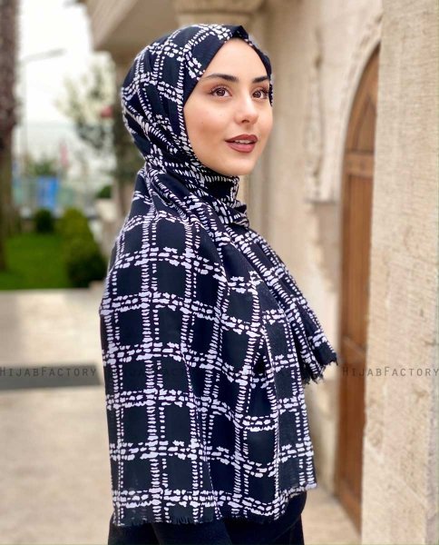 Ayah - Hijab Estampado De Algodón Negro - Mirach