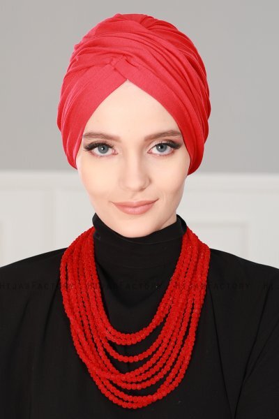 Fiona - Turbante De Algodón Rojo - Ayse Turban