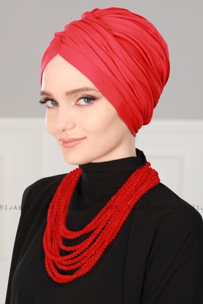 Fiona - Turbante De Algodón Rojo - Ayse Turban