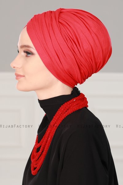 Fiona - Turbante De Algodón Rojo - Ayse Turban