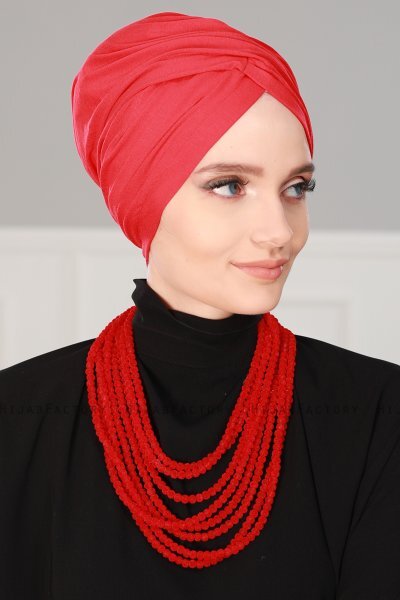 Fiona - Turbante De Algodón Rojo - Ayse Turban