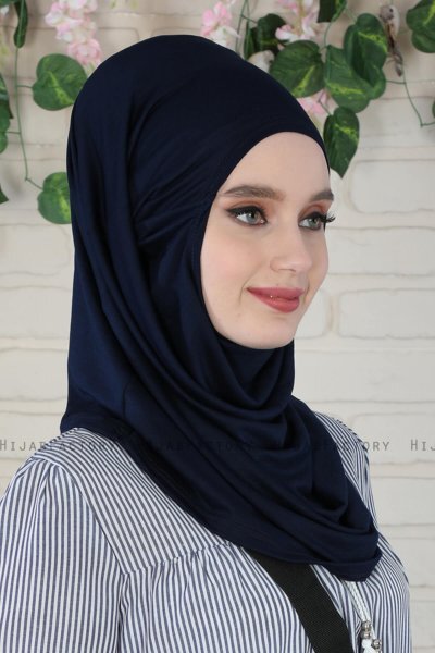 Wilda - Hijab De Algodón Azul Marino