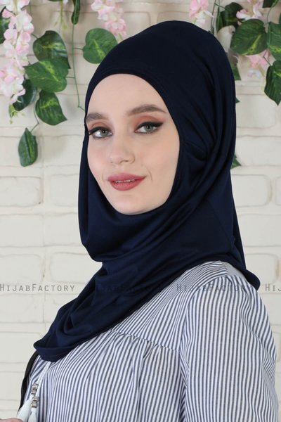 Wilda - Hijab De Algodón Azul Marino