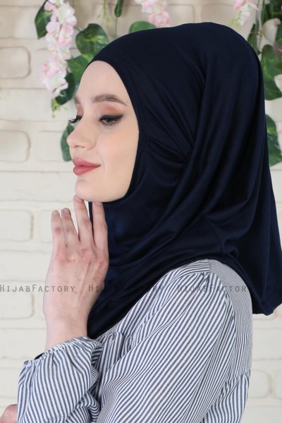 Wilda - Hijab De Algodón Azul Marino