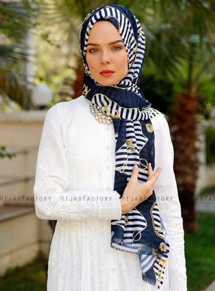 Bariah - Hijab Estampado Azul Marino - Sal Evi