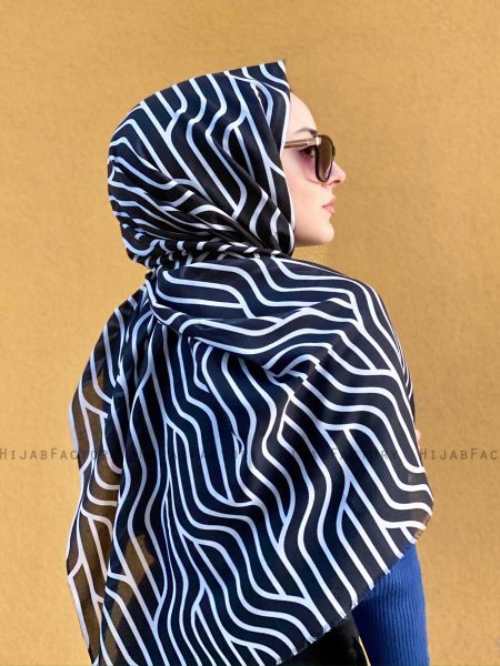 Berrin - Hijab Estampado De Algodón Negro - Mirach