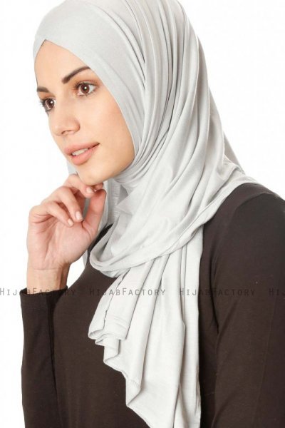 Betul - Hijab 1X Jersey Gris Claro - Ecardin