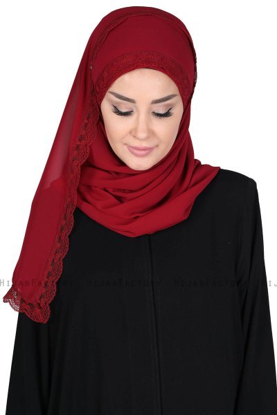 Carin - Hijab Chiffon Práctico Burdeos