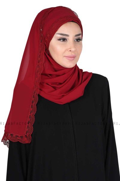 Carin - Hijab Chiffon Práctico Burdeos